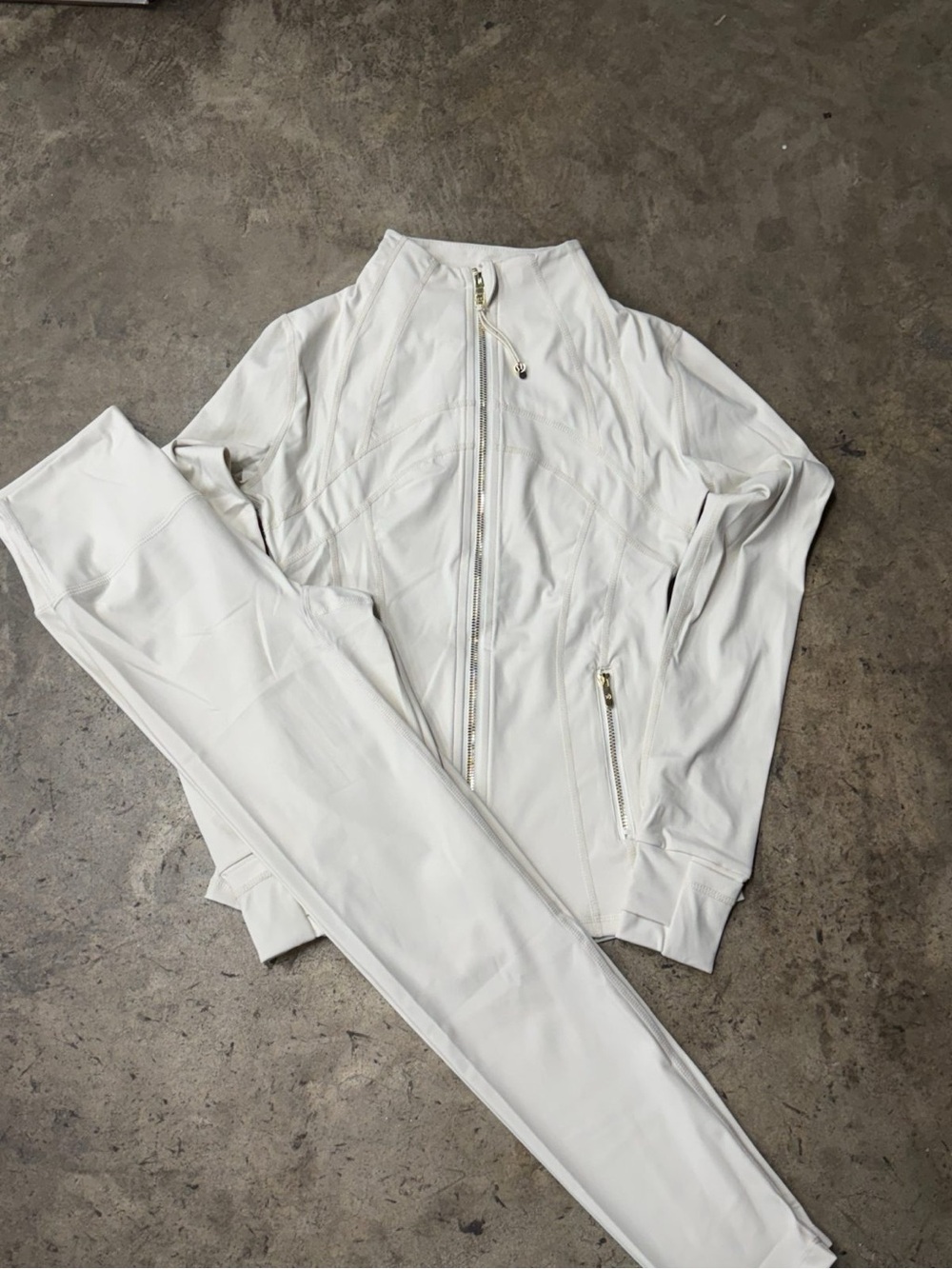 Lululemon Define Jacket Flare Pants Set Bone Gold Size 6